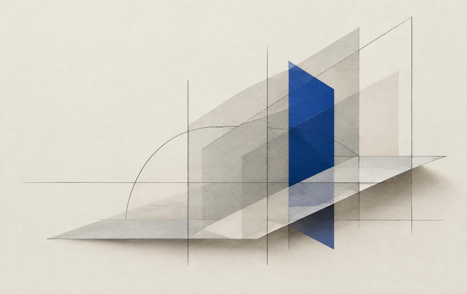 Abstract architectural forms representing connected systems and progress
